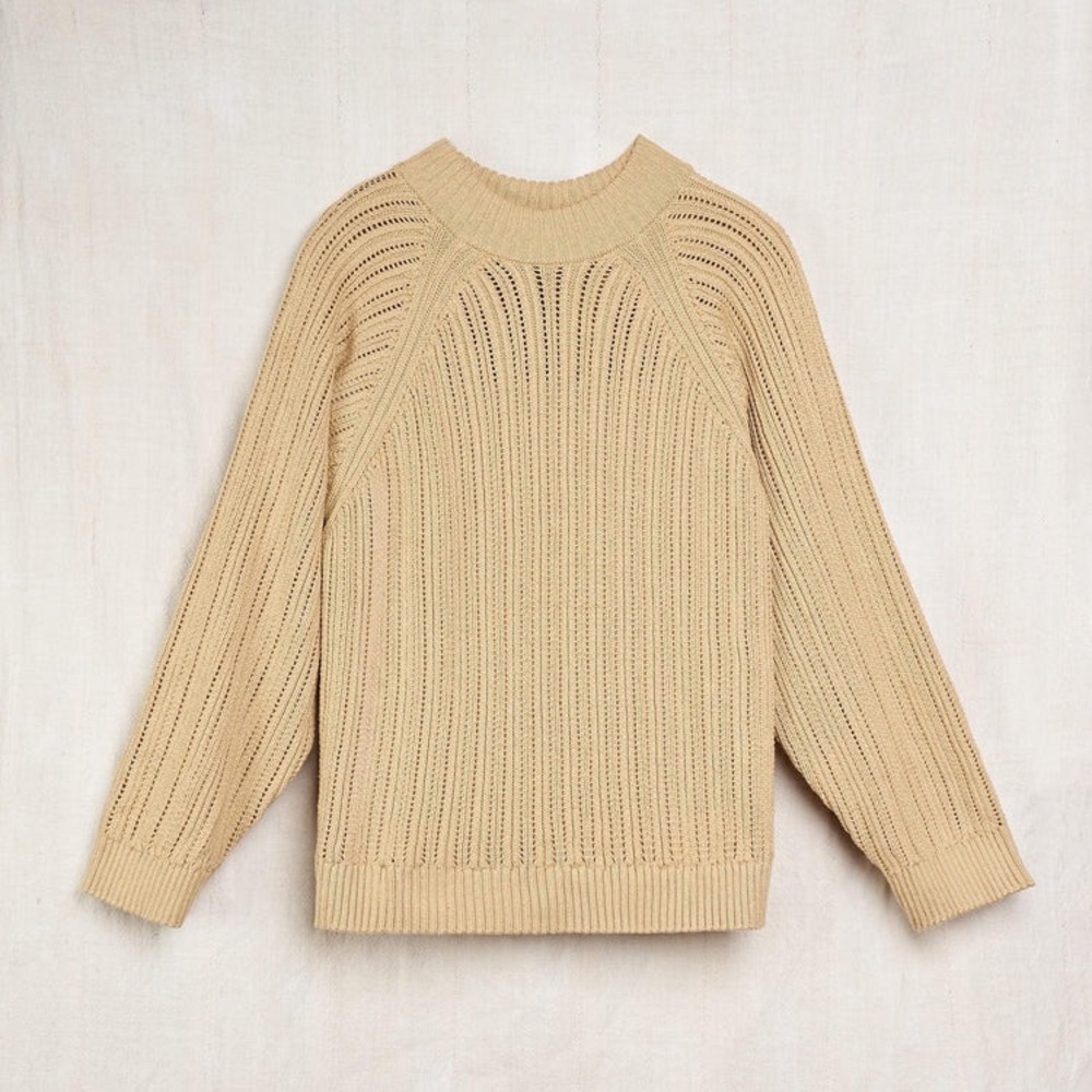 Wol Hide Beige Open-Knit Crewneck Sweater - Picture 9 of 12